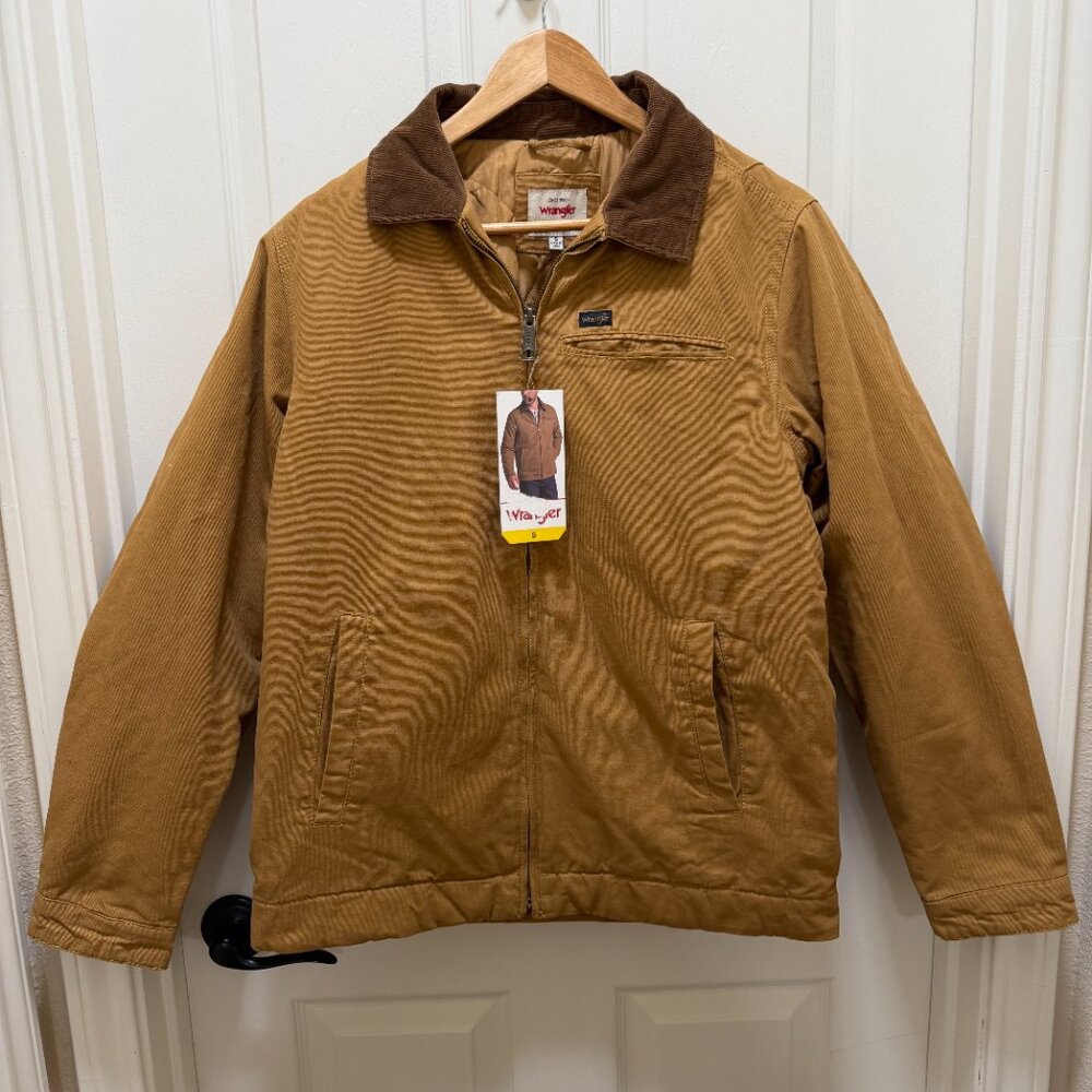 Wrangler Men's Canvas Workwear Jacket Size S Brown Quilted Lining For Warmth - Picture 15 of 15